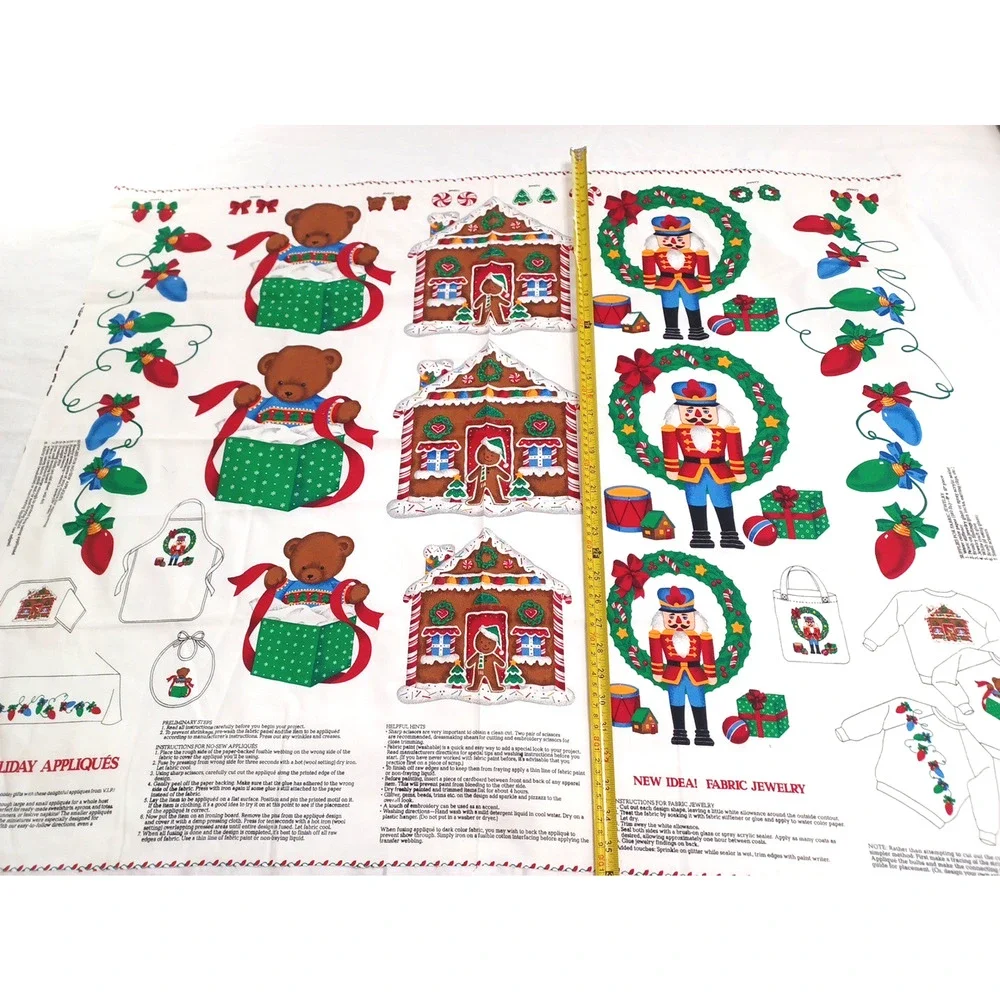 VTG Cranston Christmas Toys Decor Holiday Appliques Panel Cotton Fabric